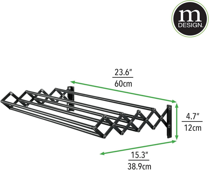 mDesign Wäscheständer aus Metall – ausziehbare Wäscheleine mit 8 Stangen für den Waschraum – platzsp
