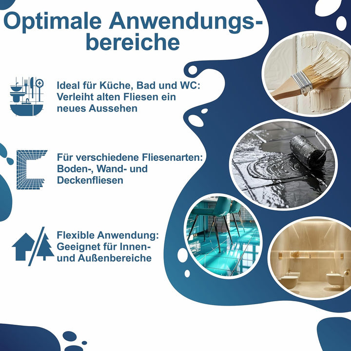 Fonteino 2K Fliesenlack Fliesenfarbe Wandfliesen Bodenfliesen - Silbergrau 10Kg 10 kg (1er Pack) RAL