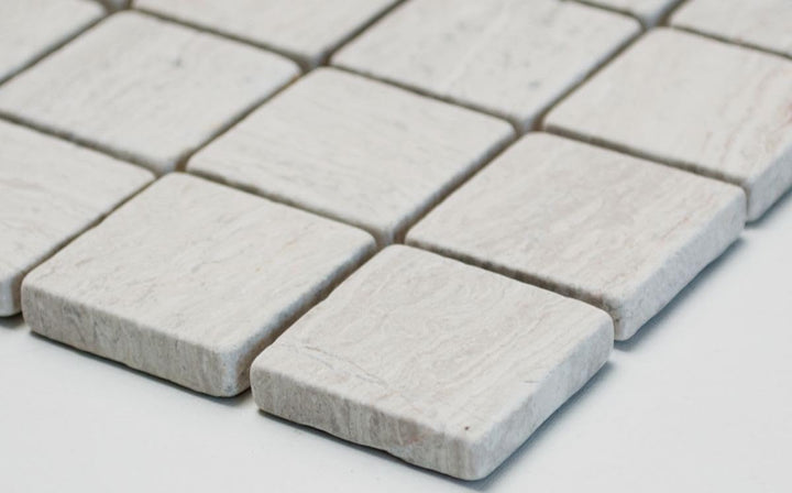 Mosaik Quadrat uni Grau Streifen Marmor Naturstein Küche, Mosaikstein Format: 32x32x8 mm, Bogengröss