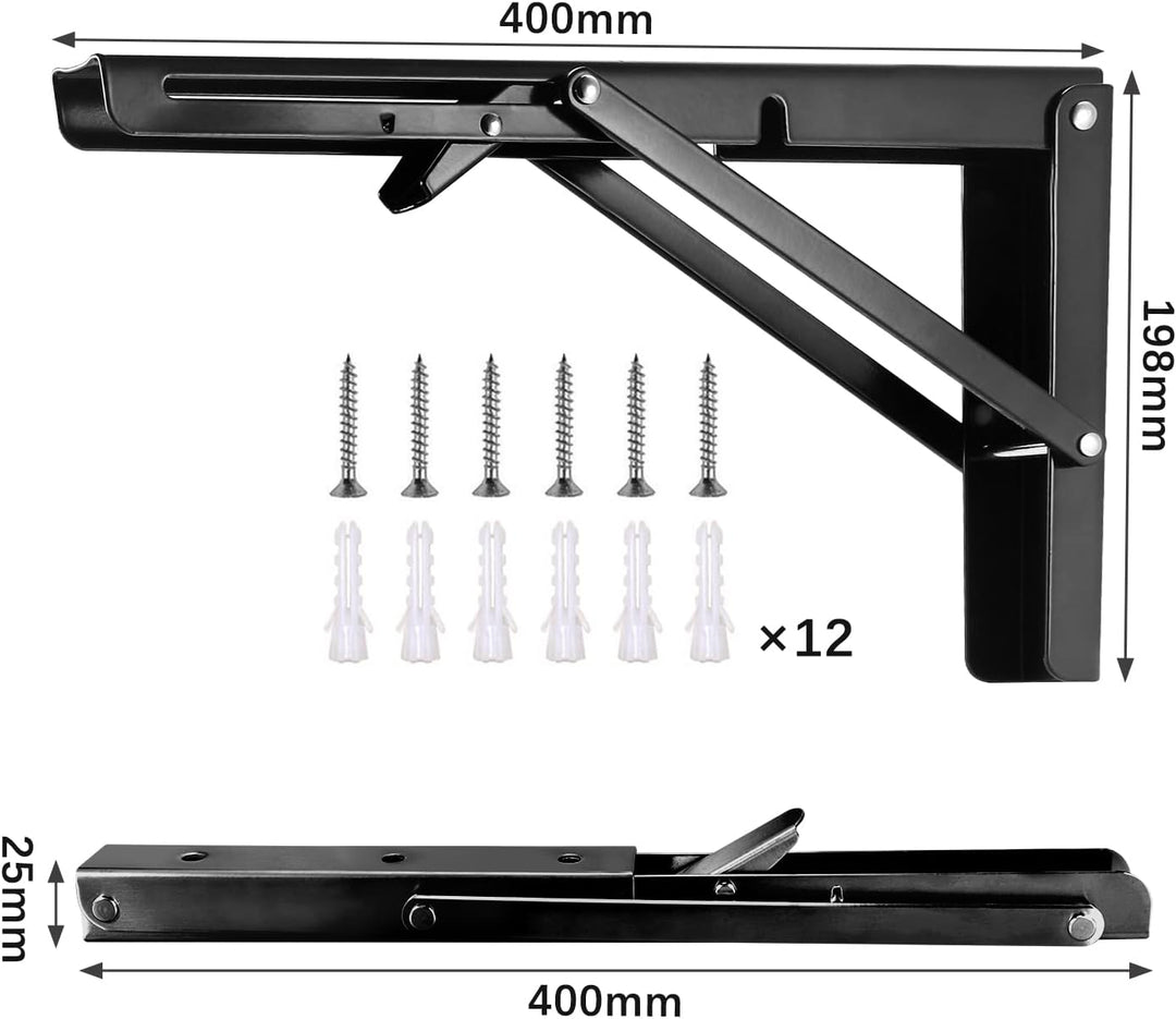 Klappkonsole 400MM, 2 Stück Klappkonsole Schwerlast, Edelstahl Klapptisch Wand, Klappregalhalterunge
