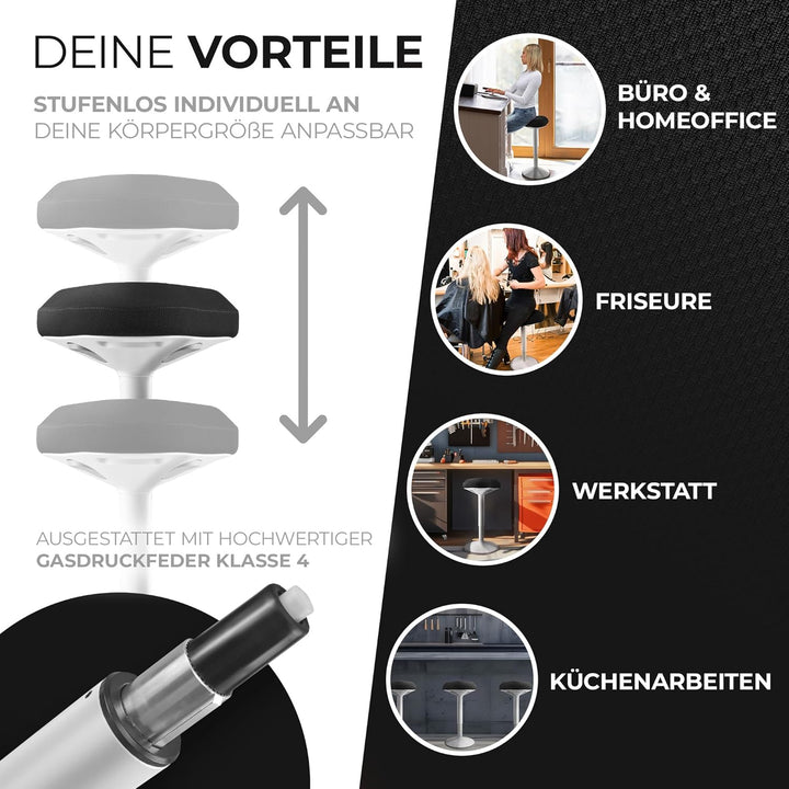 EZSIDE SMART-Sitzen: Bürohocker | Hocker | Sitzhocker ergonomisch mit Schwingeffekt | Ergonomischer