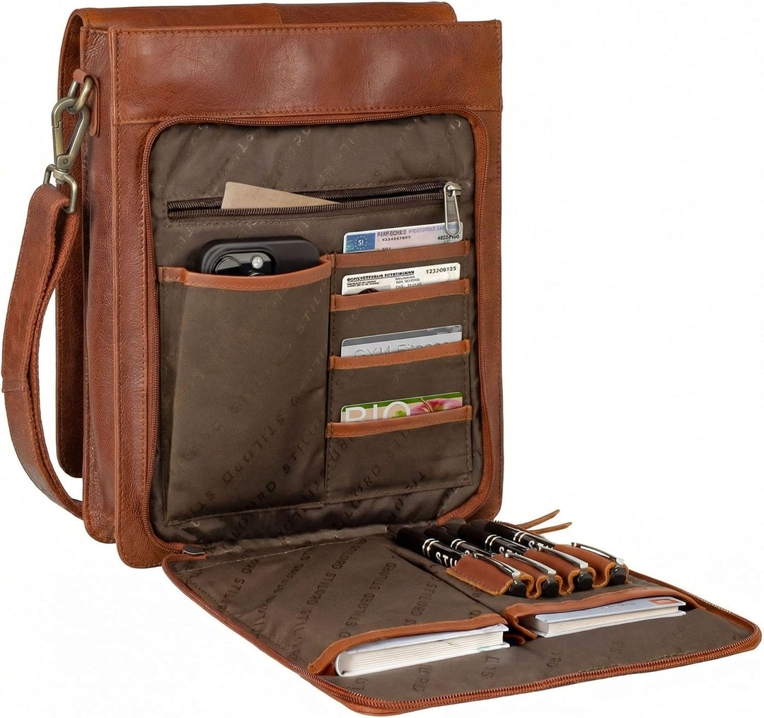 STILORD "Oxford Vintage Umhängetasche Leder Herren für 13 Zoll Tablet MacBooks und iPad Schultertasc