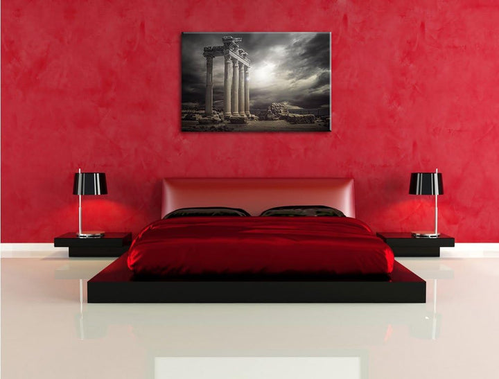 Pixxprint Apollon Tempel Ruine in Side als Leinwandbild/Grösse: 100x70 / Wandbild/Kunstdruck/fertig