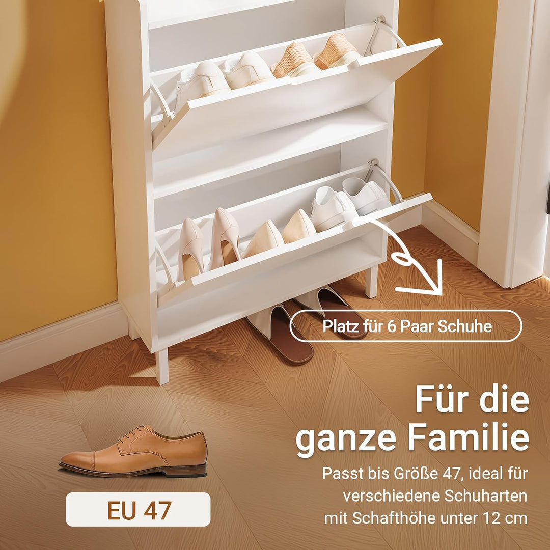 SoBuy Schuhschrank Schmal Schuhkipper Extra Schmale 19 cm Tiefe, Für Schuhe Bis Grösse 47, Mit Haken