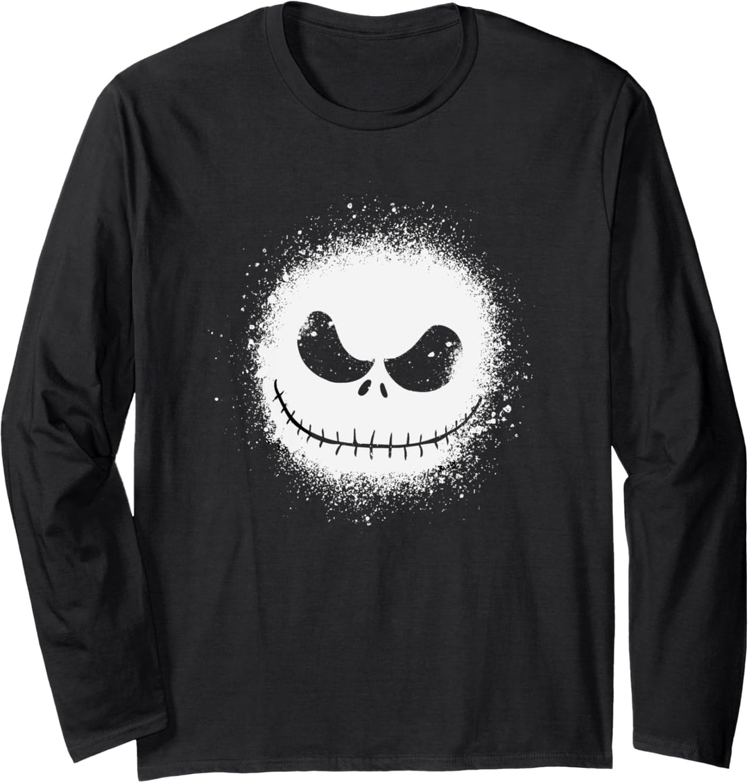 Nightmare Before Christmas Faded Jack Skelington Big Face Langarmshirt