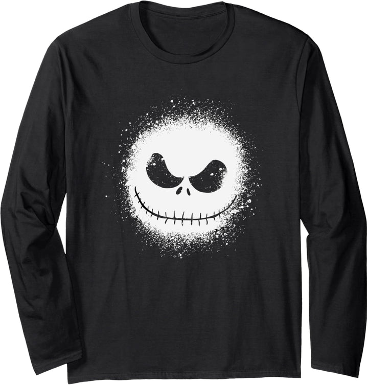 Nightmare Before Christmas Faded Jack Skelington Big Face Langarmshirt