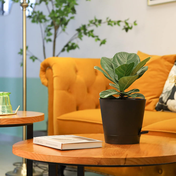 T4U 20cm Kunststoff Blumentopf mit Bewässerungssystem, 6er-Set Selbstbewässerung Übertopf mit Unters