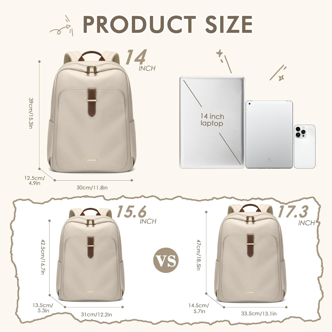 Rucksack Damen Herren Elegant,14 Zoll Laptop Rucksack Wasserdicht mit Laptopfach, Business Laptoptas