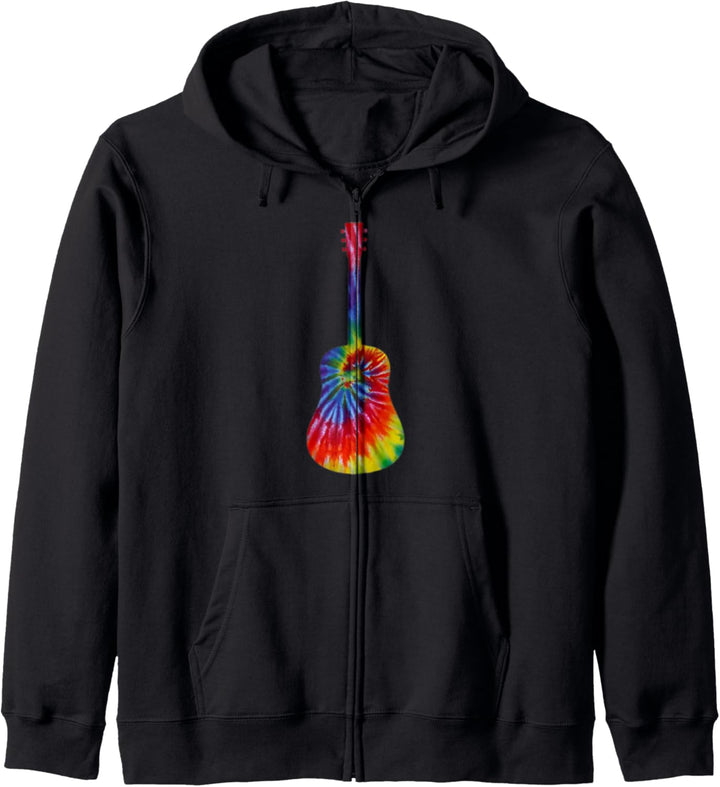 Bunte Gitarre Hippie Krawatte Farbstoff Design Kapuzenjacke