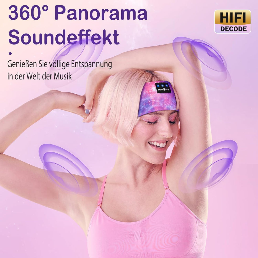 MUSICOZY Schlafkopfhörer Bluetooth, Schlaf Kopfhörer Seitenschläfer Kabellos Sport Kopfhörer Stirnba
