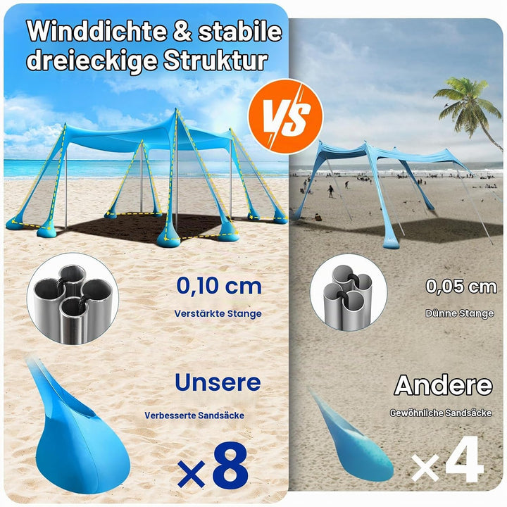 Rhino Valley Strandmuschel, Strandzelt Sonnenschutz UV 50+, Windschutz Strandzelt, Tragbar Sonnenseg