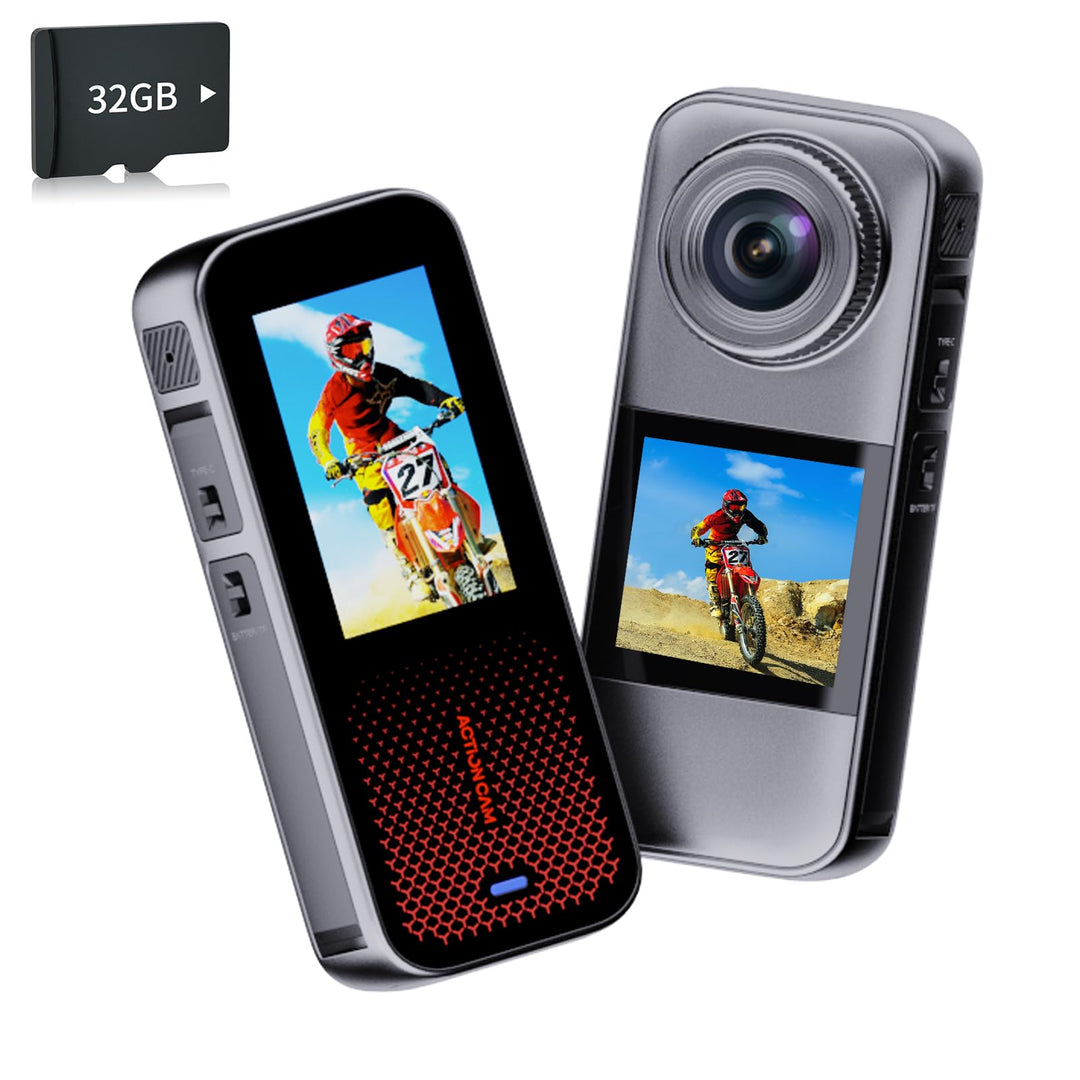 Xilecam Dual Screen Action Cam Helmkamera mit 32GB Speicherkarte und diversem Zubehör wasserdichte K