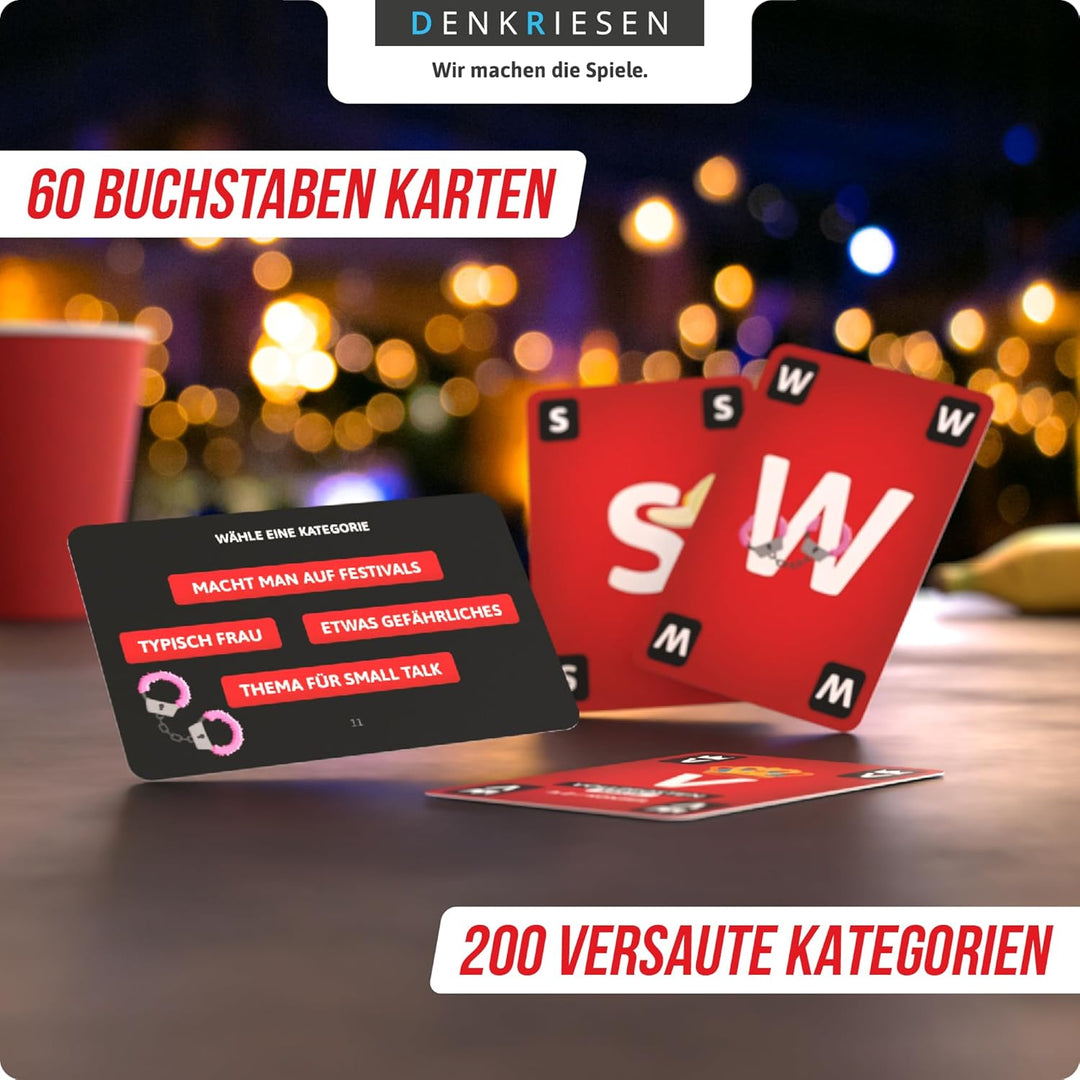 DENKRIESEN - Stadt Land Vollpfosten® – Das Kartenspiel - Rotlicht Edition - 'Jetzt wird's dreckig.'
