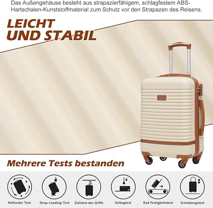 COOLIFE Koffer Trolley Koffer Reisekoffer von ABS Hartschalen Trolley 4 Rollen TSA-Schloss Der Koffe