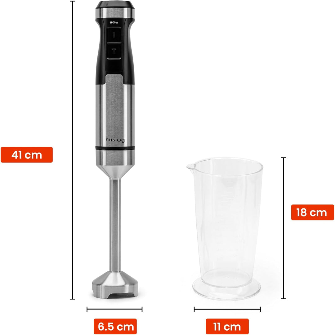 BlendFlex Stabmixer 1500W – Edelstahl Handmixer mit 20 Geschwindigkeiten & Turbo-Funktion, inkl. 600