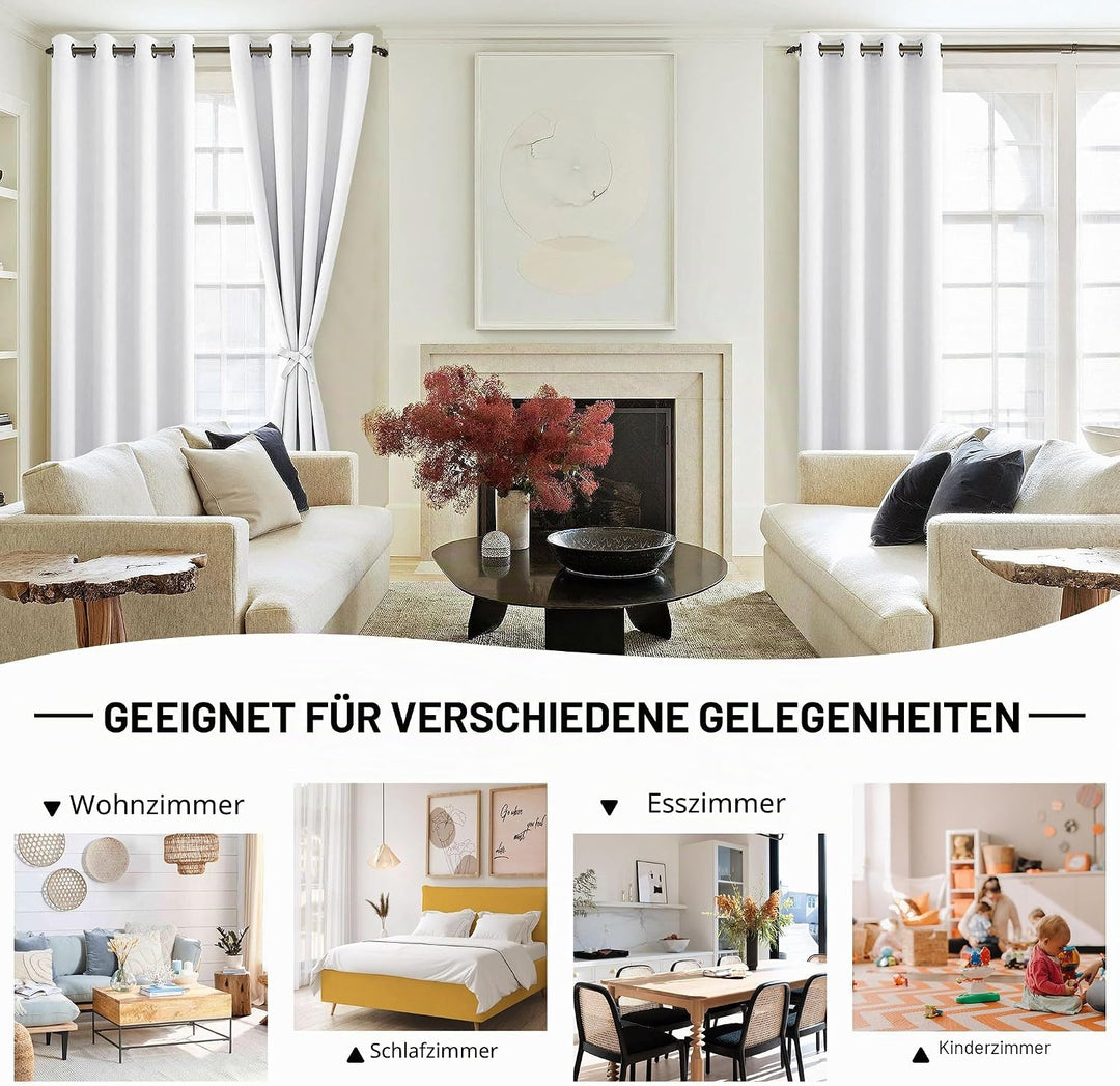 DWCN Vorhang Blickdicht Verdunkelungsgardinen mit Ösen 2 Stücke Thermogardine für Wohnzimmer, Schlaf