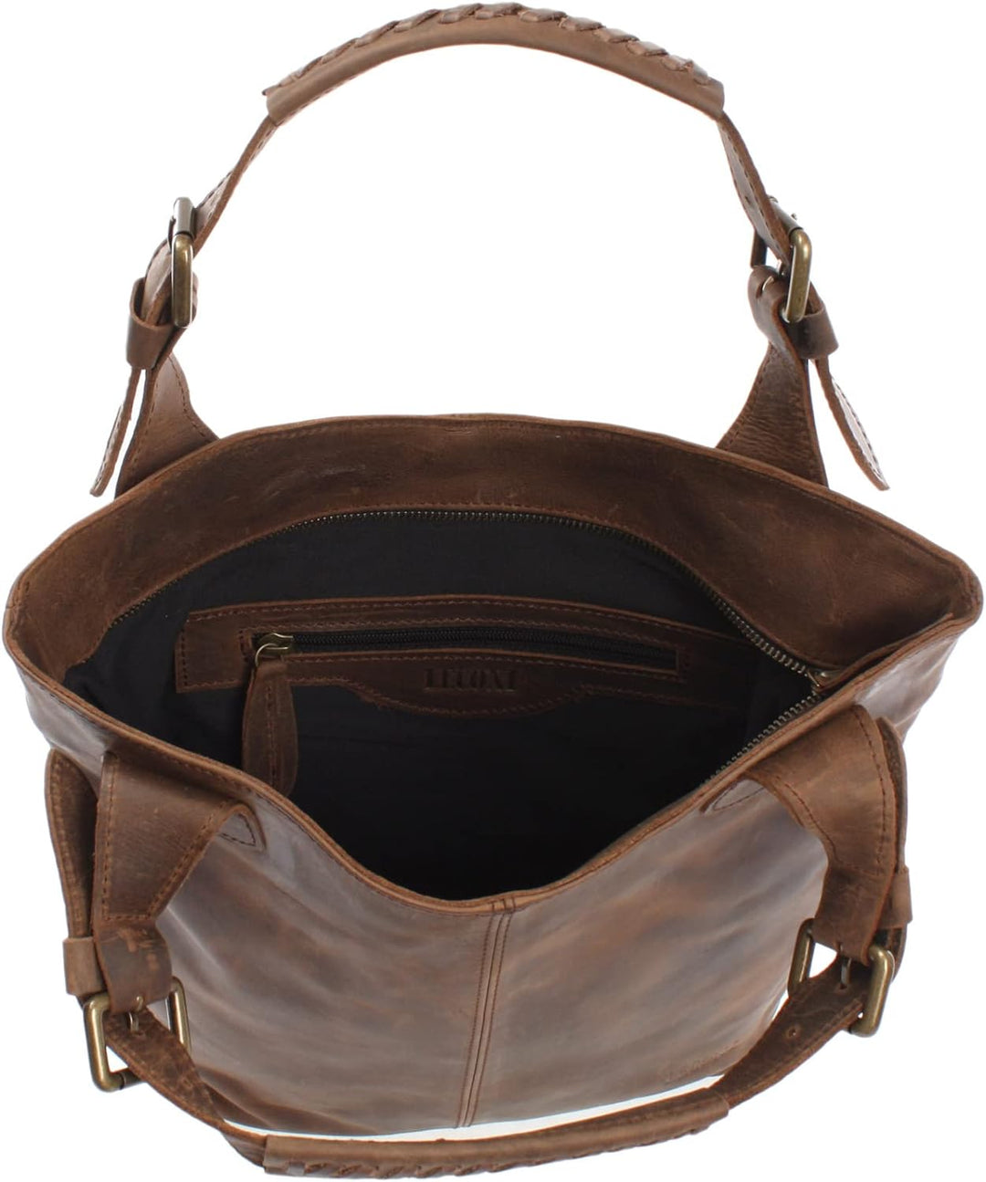 LECONI Henkeltasche Echt-Leder Vintage-Look Damentasche Handtasche für Damen Shopper für Freizeit, B