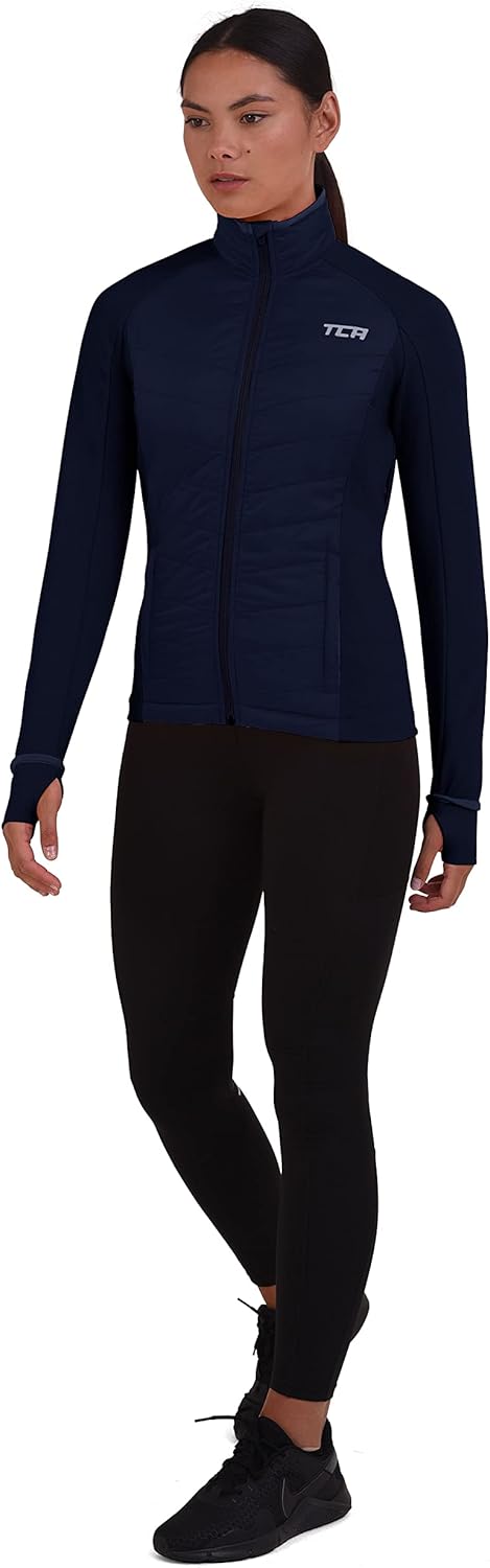 TCA Damen Excel Runner ganzjährige, leichte, wasserabweisende verstaubare Laufjacke XS Dunkelblau, X