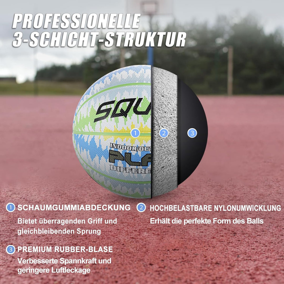 SQUAD Ultra Grip Basketball Grösse 7 (29,5") - Verbesserter Langlebiger Sprung für Outdoor-Spiel - T