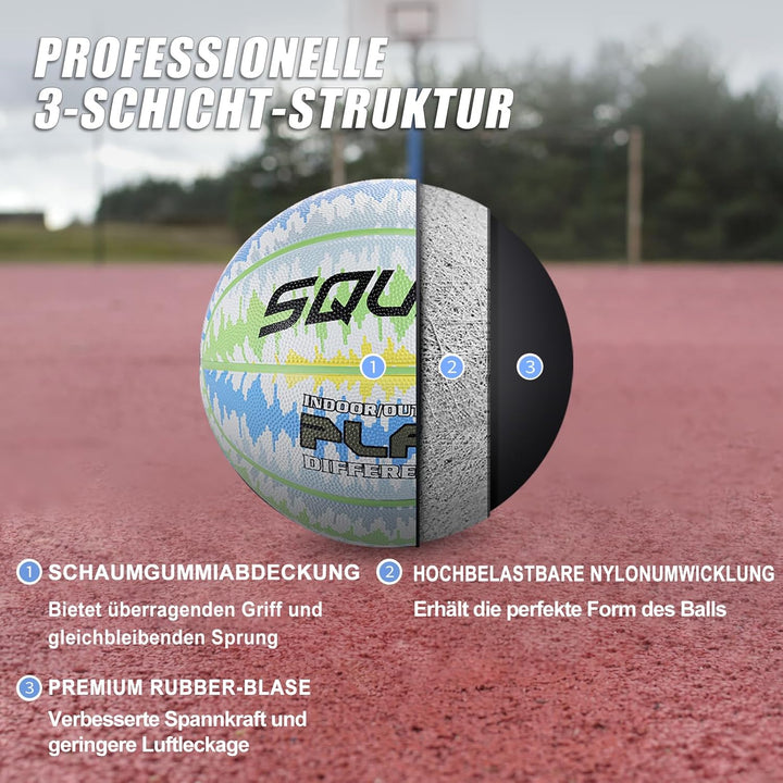 SQUAD Ultra Grip Basketball Grösse 7 (29,5") - Verbesserter Langlebiger Sprung für Outdoor-Spiel - T