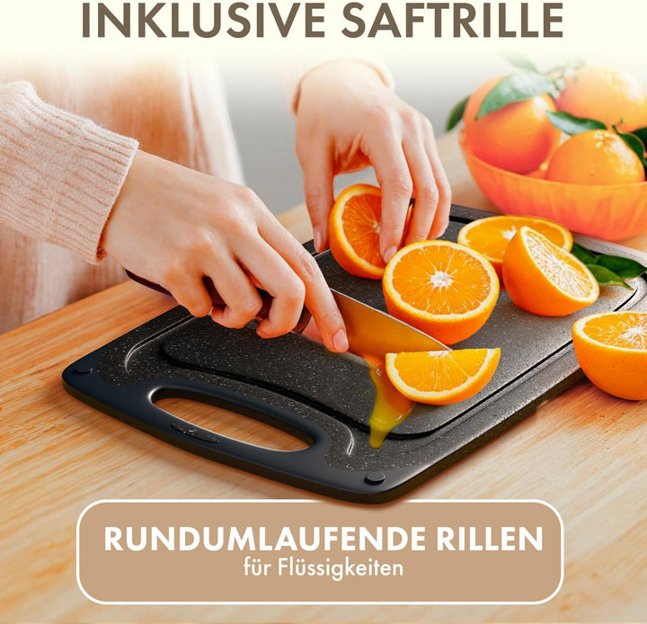 Blumtal Schneidebrett Set mit 3 Grössen (S/M/L) - Schneidebrett Kunststoff gross + Saftrillen & Grif
