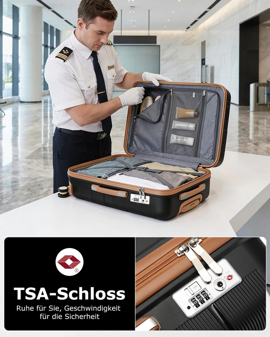 British Traveller Reisekoffer Gross Koffer Trolleys Gross Hartschalenkoffer 100% PP Handgepäck Koffe