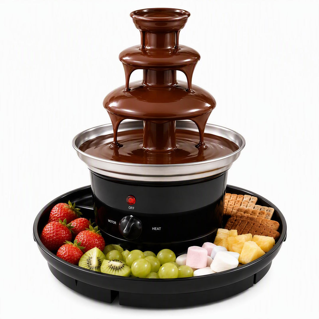 Schokobrunnen Schokolade, 3 Ebenen 25W Schokoladenbrunnen mit Schmelzfunktion, 230V, 0.45kg Chocolat