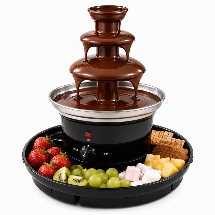 Schokobrunnen Schokolade, 3 Ebenen 25W Schokoladenbrunnen mit Schmelzfunktion, 230V, 0.45kg Chocolat