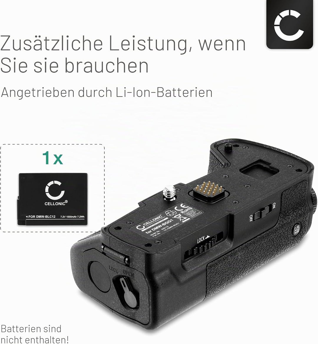 CELLONIC® Batteriegriff DMW-BGG1, DMW-BGG1E für Panasonic Lumix DMC-GX80, DMC-G81 Akkugriff für DMW-