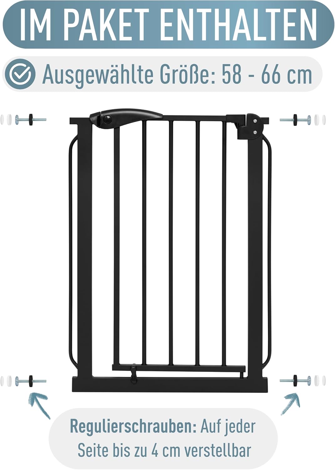 ib style® Berrin | PREISSIEGER | Türschutzgitter | Ohne Bohren | 90° Stop | Auto-Close | Schwarz | 5
