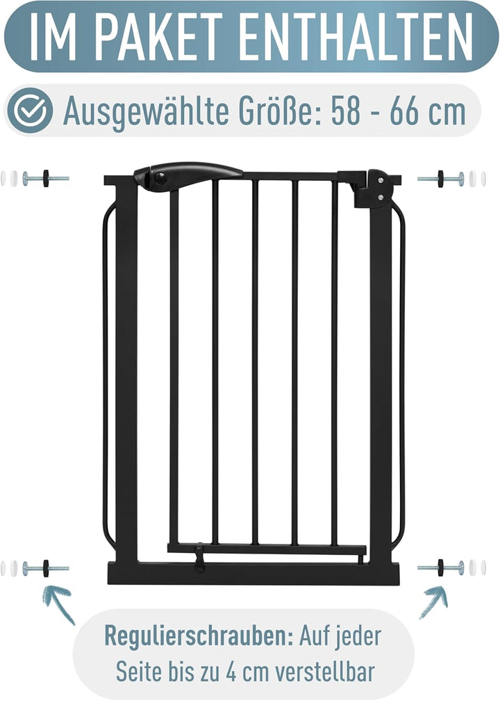 ib style® Berrin | PREISSIEGER | Türschutzgitter | Ohne Bohren | 90° Stop | Auto-Close | Schwarz | 5