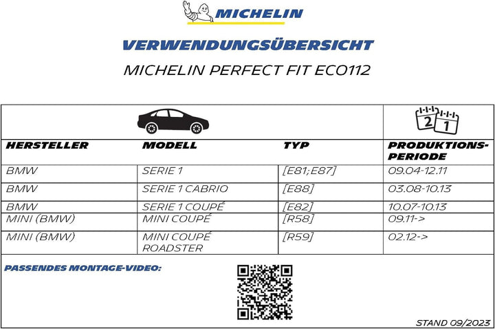 MICHELIN Scheibenwischer Set ECO112 | BMW 1, Mini Coupe | 500/500mm | Nachhaltige Verpackung