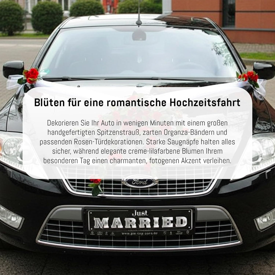 Autoschmuck Spitze STRAUss Auto Schmuck Braut Paar Rose Deko Dekoration Hochzeit Car Auto Wedding De