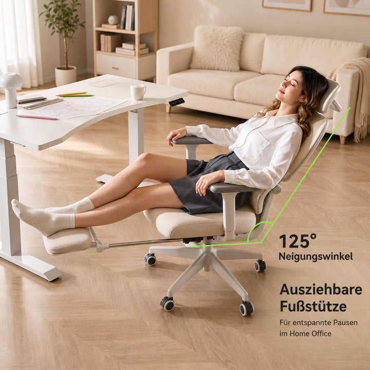 MUSSO E600SE Ergonomischer Bürostuhl, 3-stufig verstellbare Lendenwirbelsäule 3D-verstellbare Armleh
