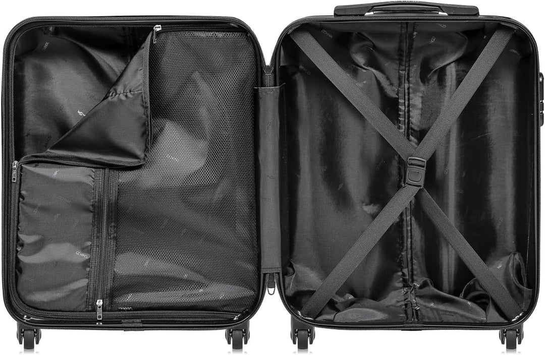 OCHNIK Handgepäck Kabinenkoffer | Farbe: Schwarz | Grösse: S | 56x37x23 cm | Reise-Koffer mit 4 Roll