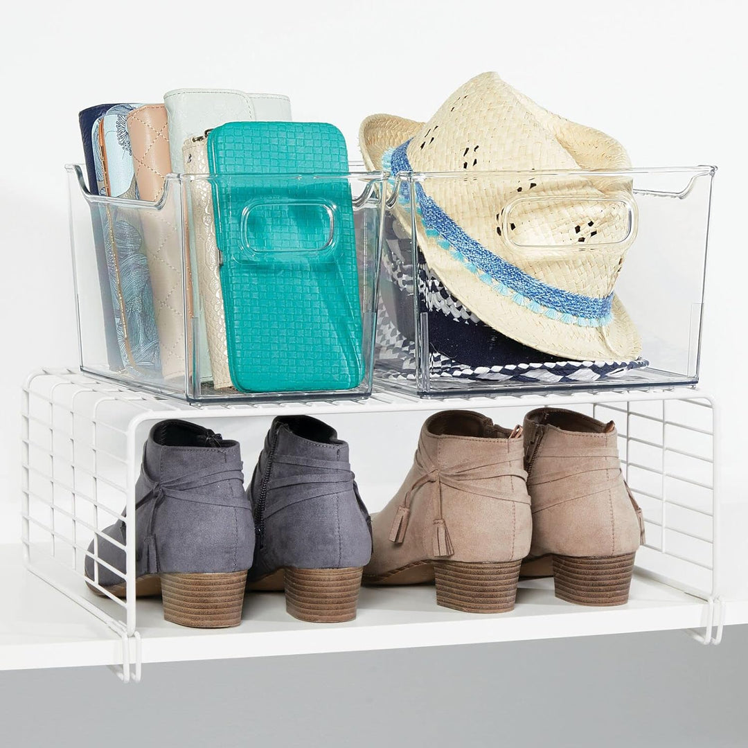 mDesign 2er-Set Drahtkorb für den Kleiderschrank – moderner Schrank Organizer mit 2 Ebenen für Kleid