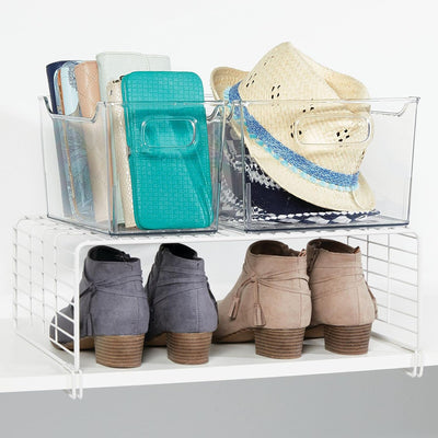 mDesign 2er-Set Drahtkorb für den Kleiderschrank – moderner Schrank Organizer mit 2 Ebenen für Kleid