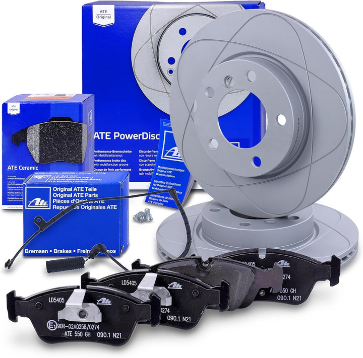 ATE Bremsenset Vorderachse inkl. PowerDisc Bremsscheiben vorne Ø 286 mm belüftet und Ceramic Bremsbe