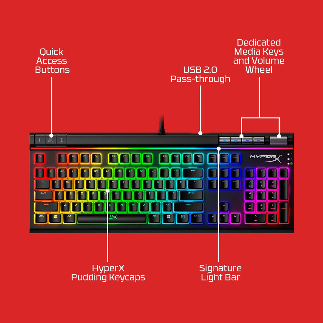 HyperX Alloy Elite 2 - Mechanische Gaming Tastatur, Software-gesteuertes Licht & Makro Anpassung, AB