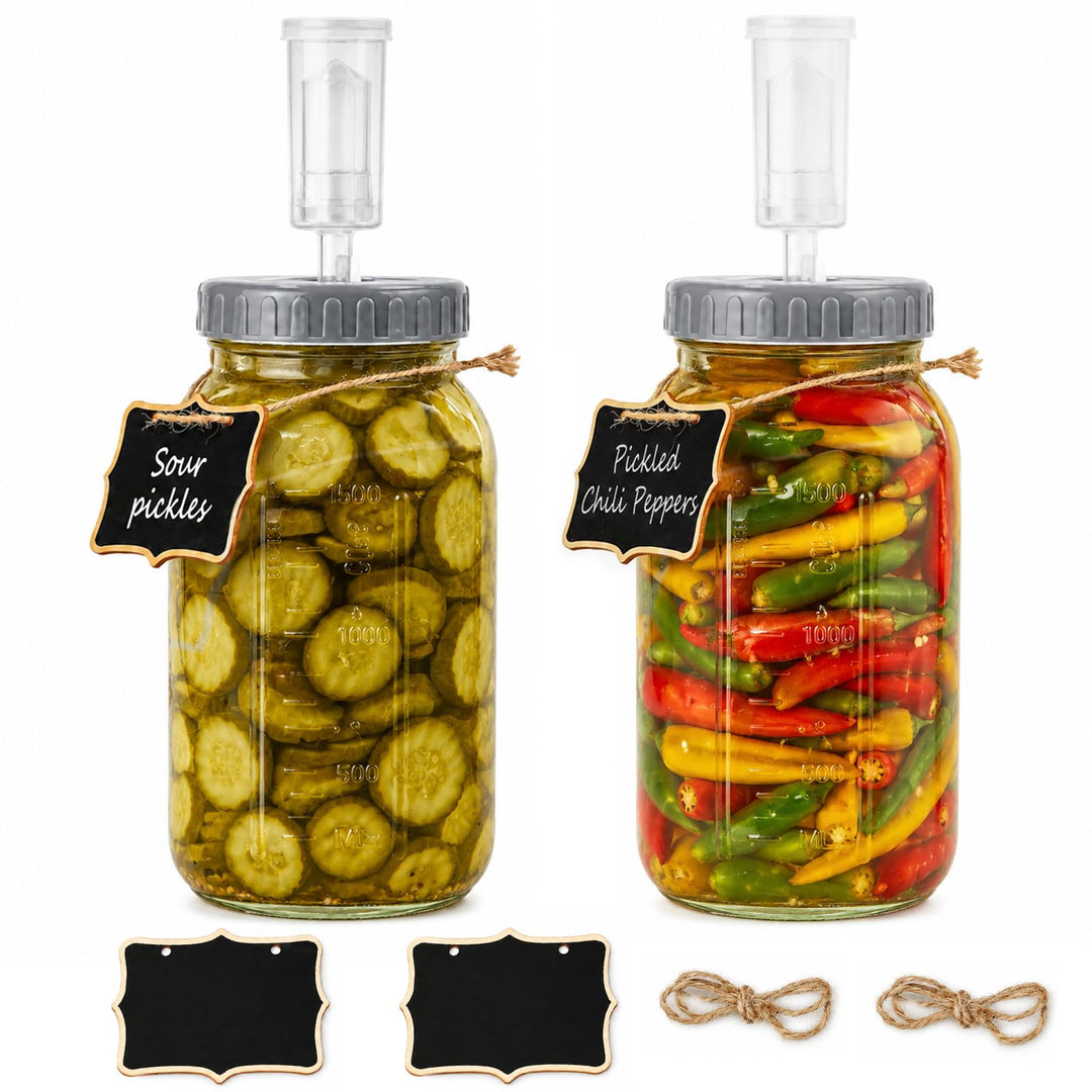 autumndeer 2 Stück 2L Fermentierglas, Fermentationsglas mit Gärventi, Kimchi Behälter mit Luftschleu