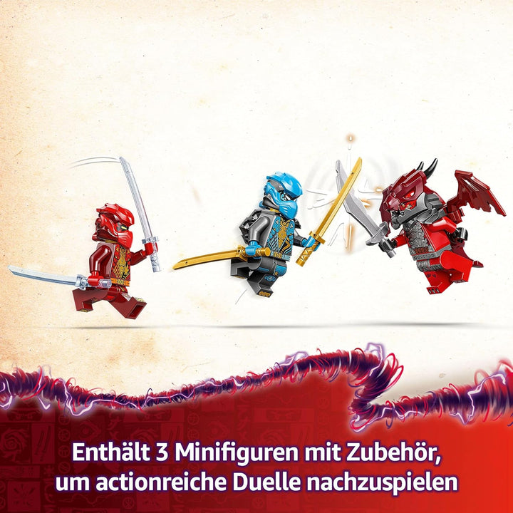LEGO NINJAGO Kais Sturmreiter-Mech - Fliegendes Motorrad Spielzeug mit 3 Minifiguren - Mech mit bewe