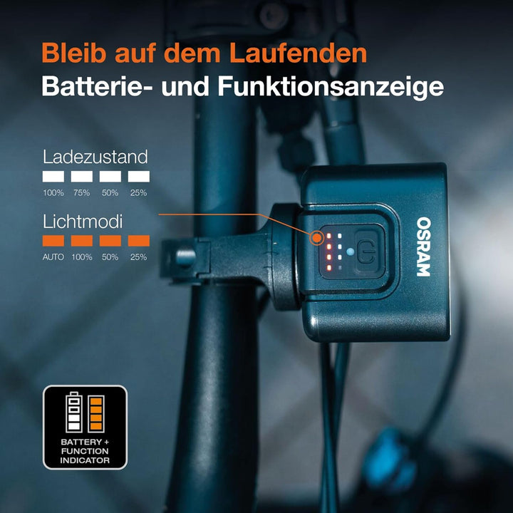 OSRAM LEDsBIKE COMPACT 100 Set, wiederaufladbares Fahrradlicht-Set – Vorder- und Rücklicht, mit Brem