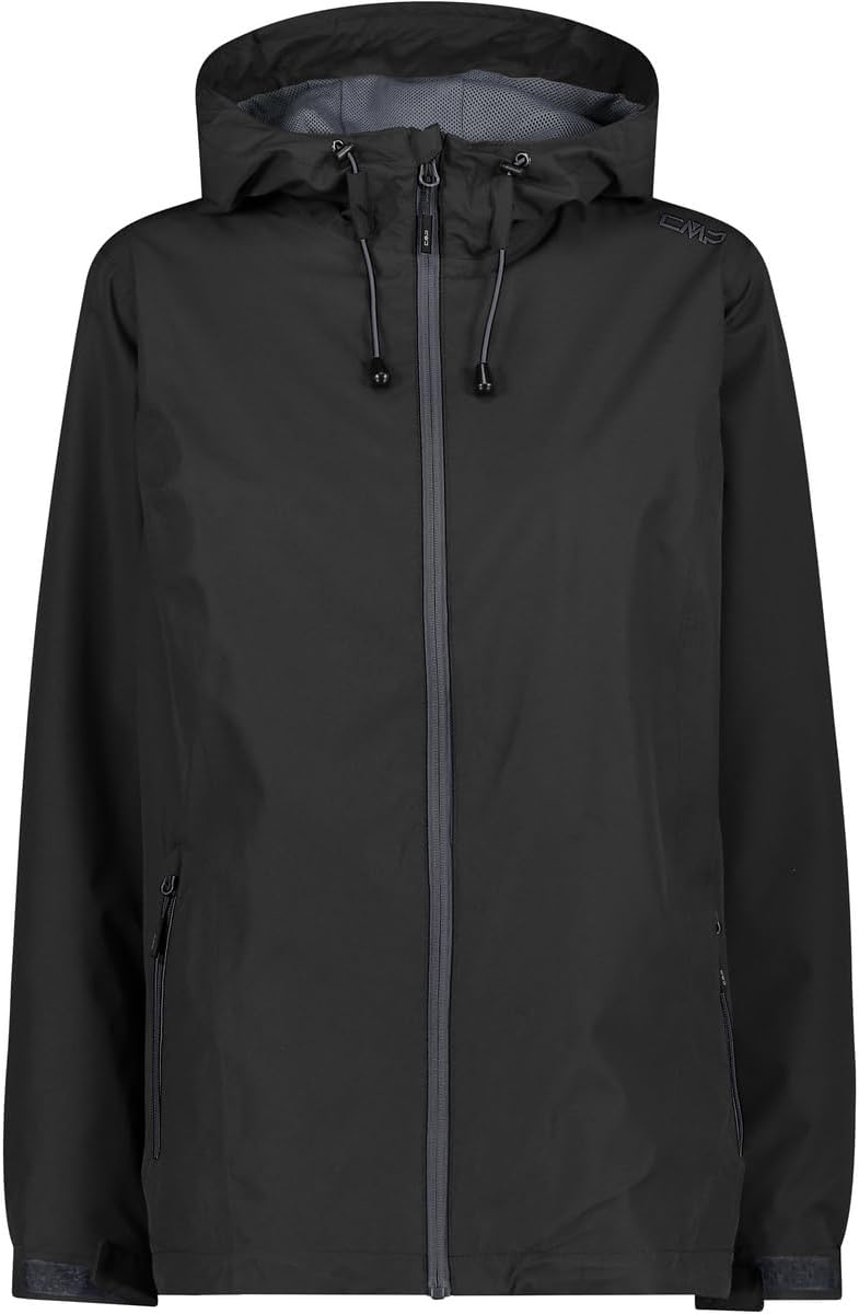 CMP Damen Regenjacke Woman Rain Jacket Fix Hood 50 Schwarz, 50 Schwarz