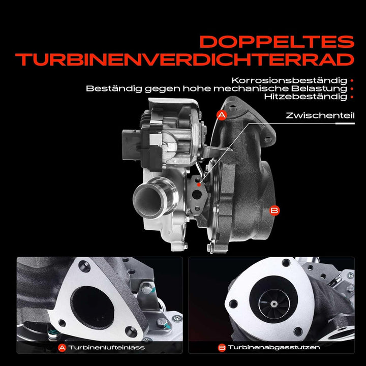 Frankberg Turbolader Kompatibel mit Ranger TKE 2.2 TDCi 2.2 TDCi 4x4 2011-2015 Tourneo Custom V362 B