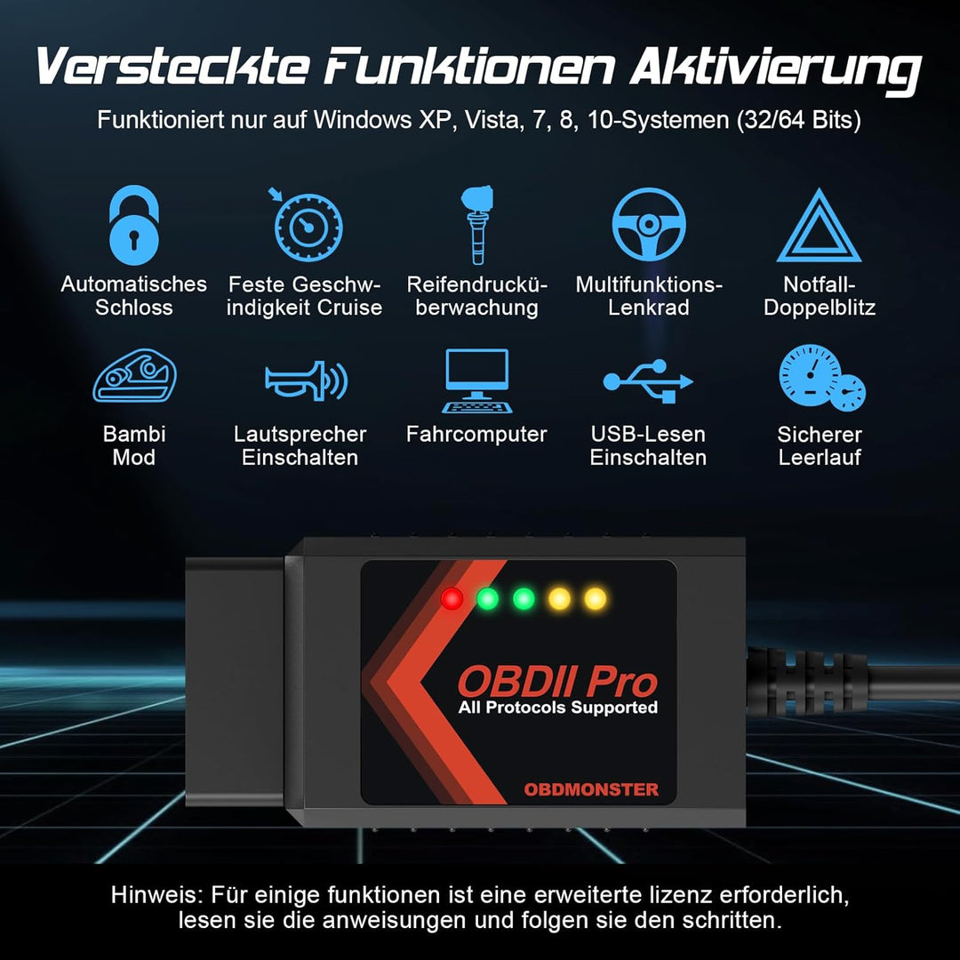 FORScan ELMconfig OBD2 Scanner Diagnosegerät Auto für Windows, Auto diagnose Codierungs Tool mit aut