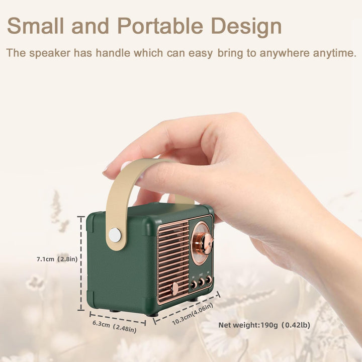 Mini Tragbarer Bluetooth Lautsprecher Coolen Retro Bluetooth Lautsprecher Perfekt für Zimmer Deko,Bü