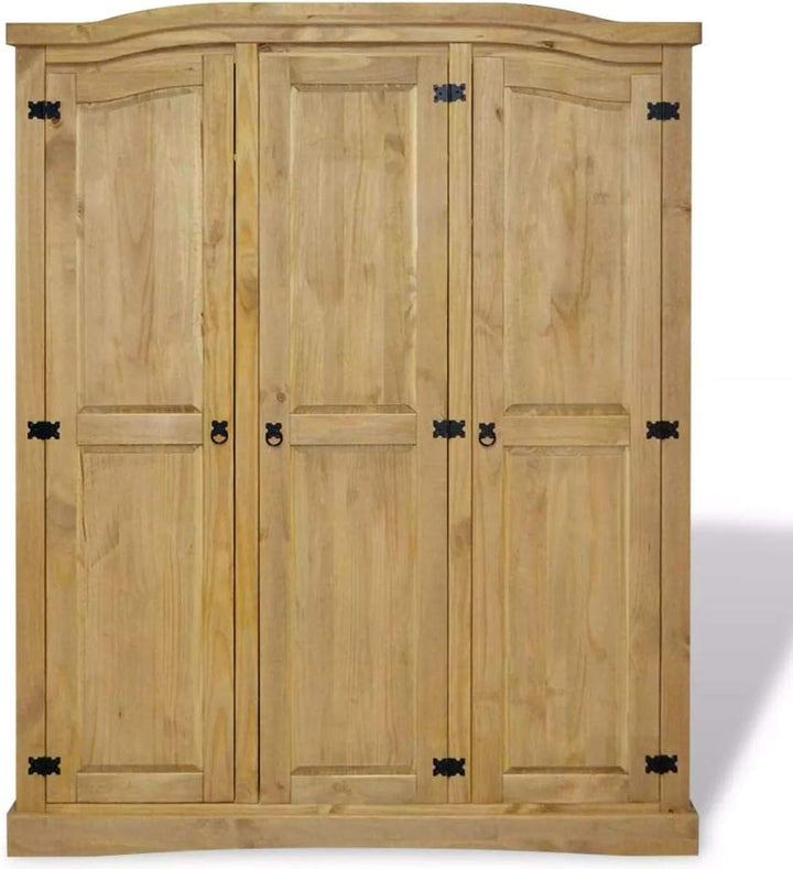 Tidyard Garderobenschrank Dielenschrank Kleiderschrank mit 3 Türen, im Mexiko-Stil, aus Kiefernholz,