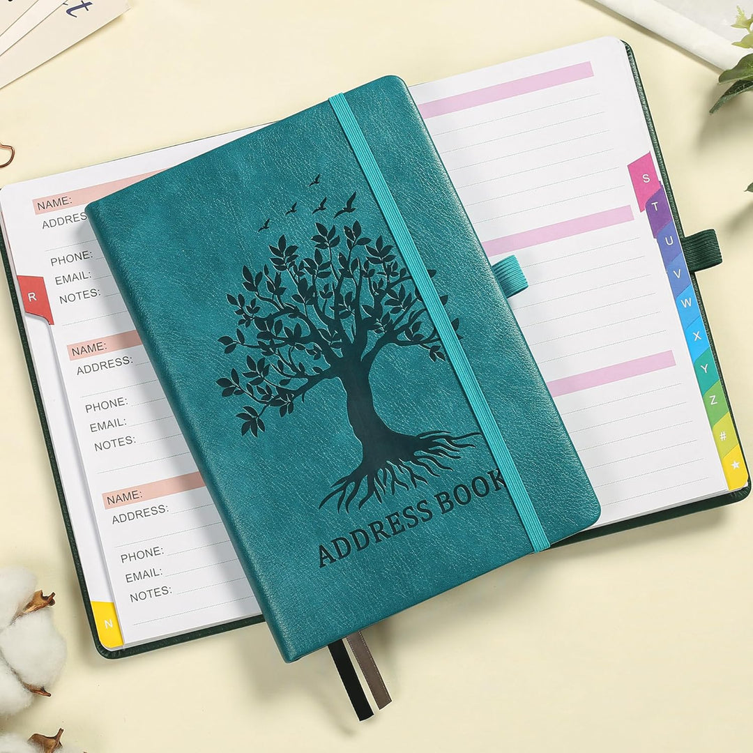 Adressbuch mit farbenfrohen alphabetischen Registerkarten (21,3 x 14,8 cm) - Hardcover-Telefon- und