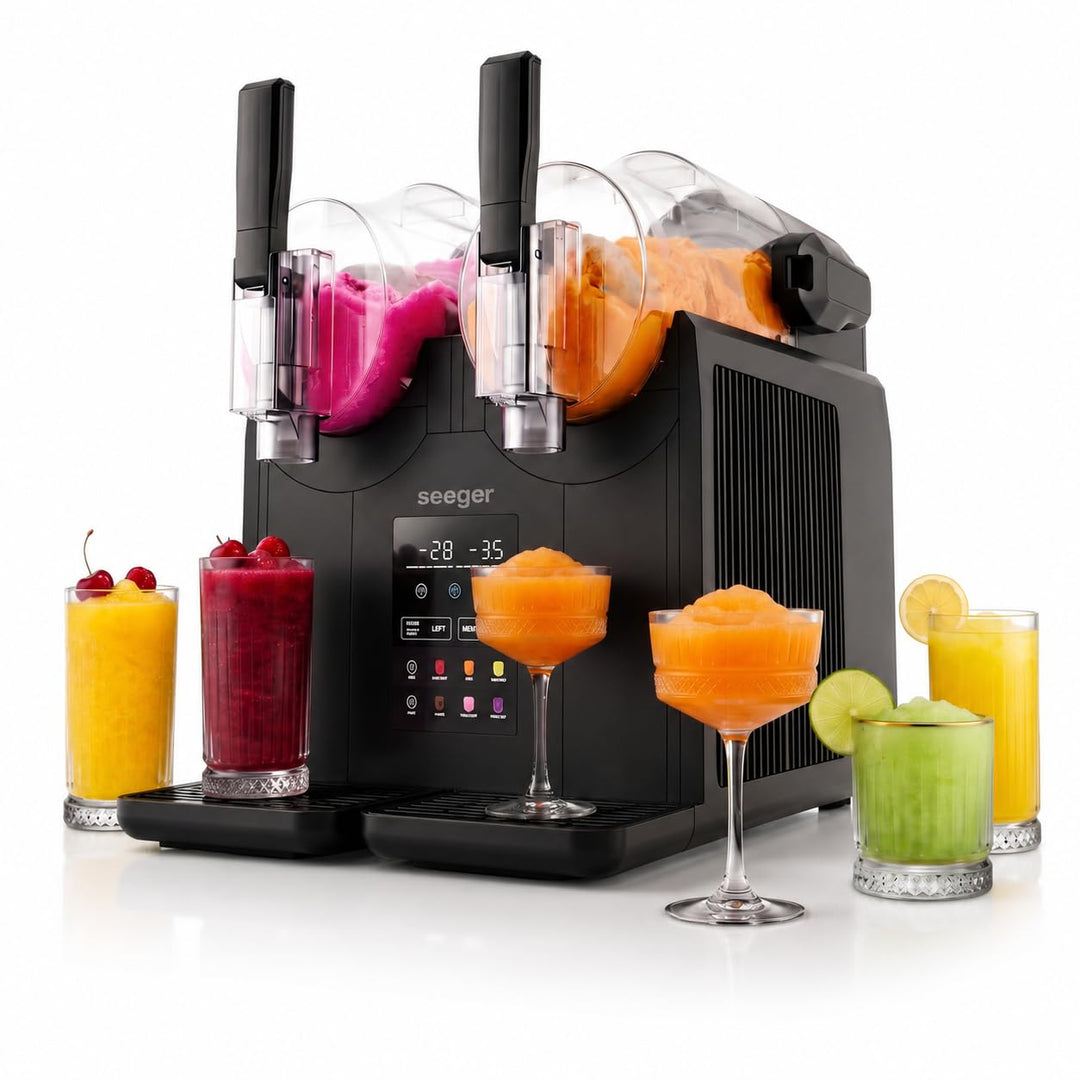 Seeger SuperSlush Twin, 4 Liter, Doppel Slush Maschine für zu Hause | 7 Smarten Programma, Automatis