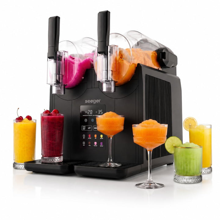 Seeger SuperSlush Twin, 4 Liter, Doppel Slush Maschine für zu Hause | 7 Smarten Programma, Automatis